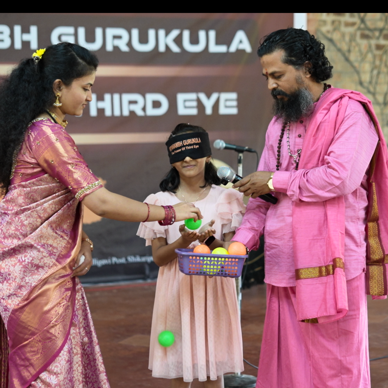 A child identifying colours blindfolded