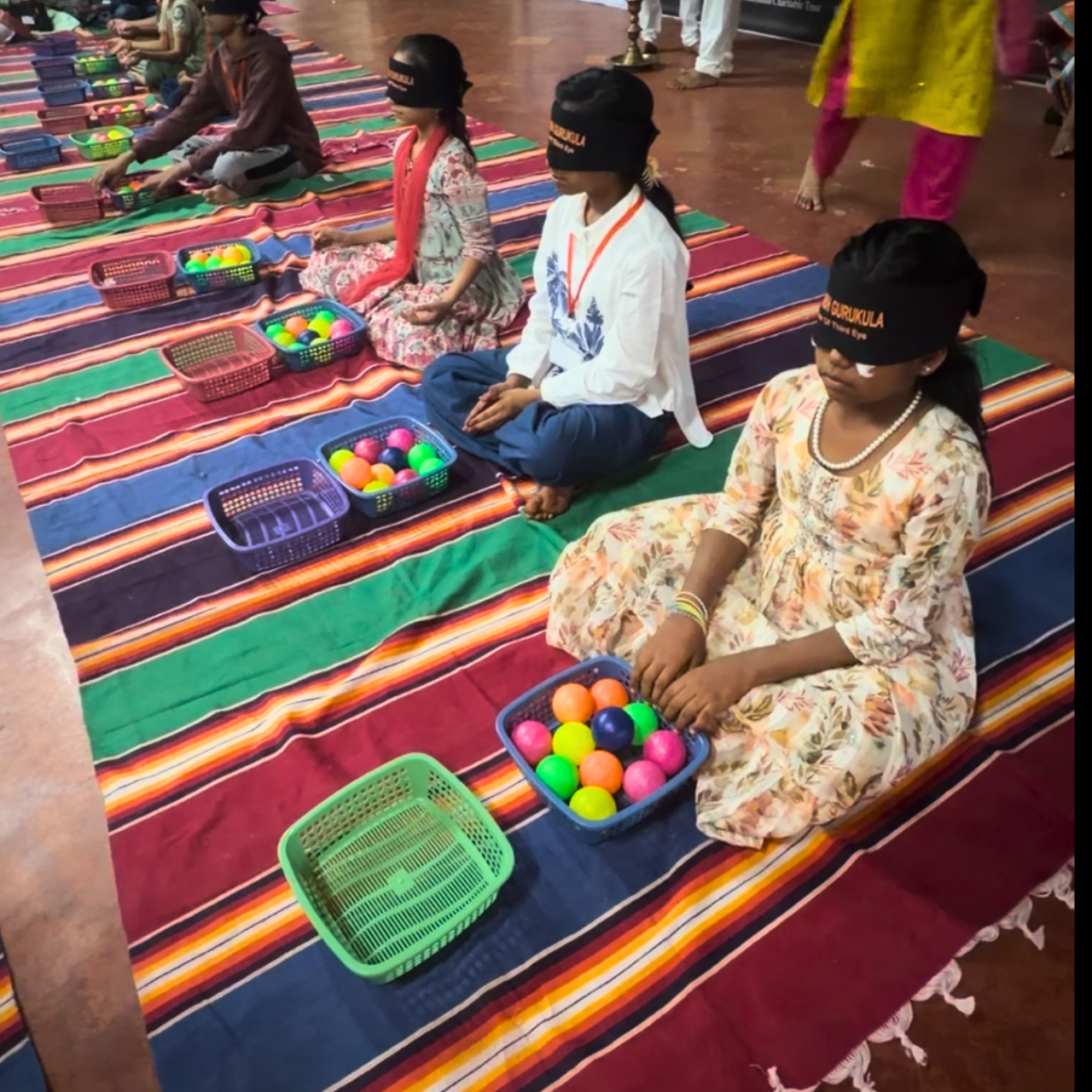 Children in a blindfold session