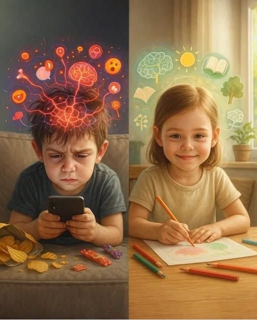A modern Indian child quietly losing themselves to screens and coaching-centre routine
